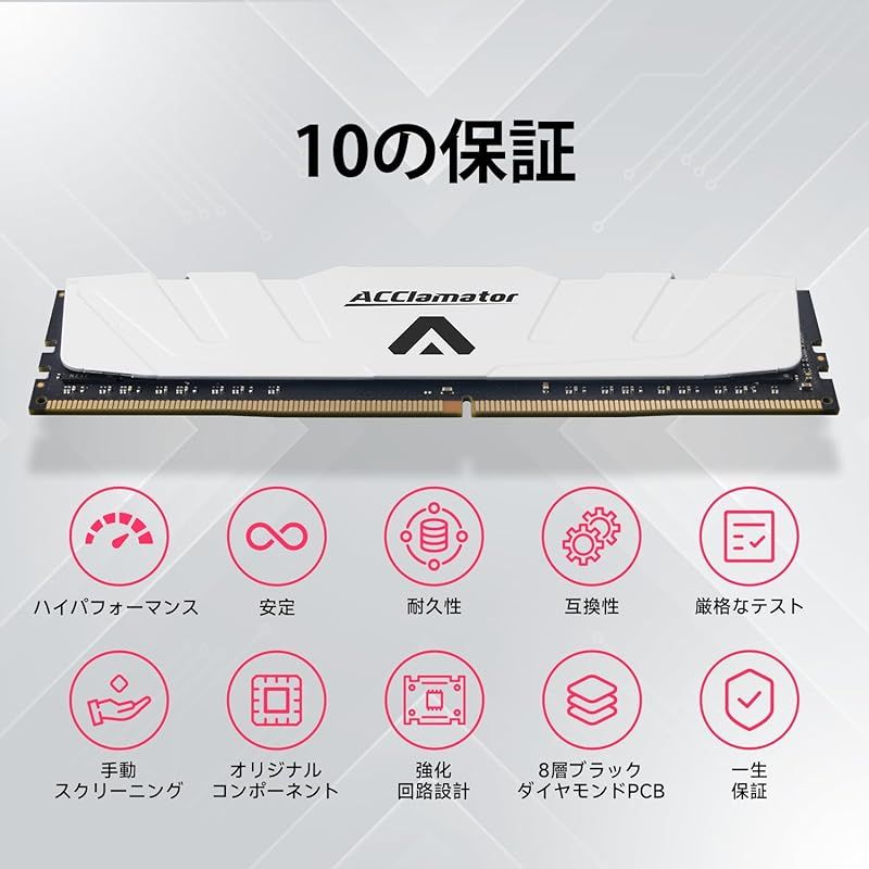 ACClamator OUNCE DDR5 6000mhz 48GB(24×2) DDR5 48GB-6000MHz デスクトップPC用メモリ(24GB×2枚 PC5-48000)白