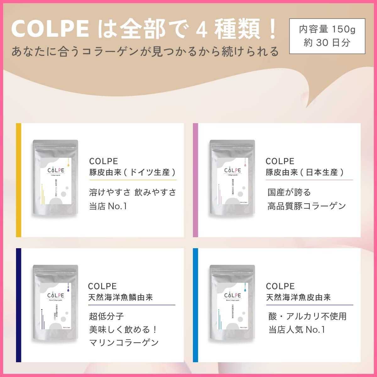 【公式】シーエスストアー COLPE フィッシュ コラーゲンペプチド 魚鱗由来 コラーゲン 無添加 粉末 パウダー 150g サプリメント ...