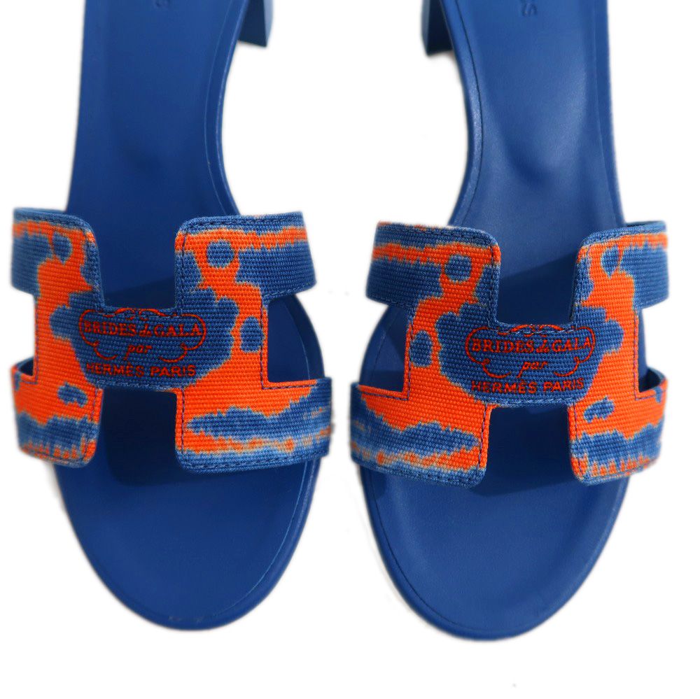 名東】エルメス オアジス サンダル サイズ38 ブルー系 オレンジ
