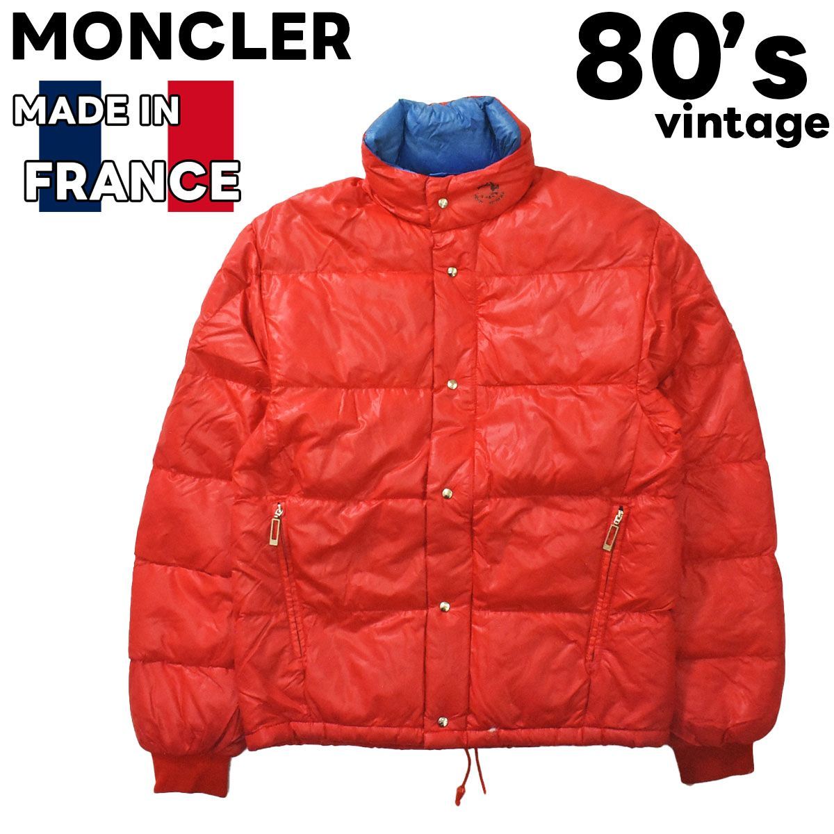 80s フランス製 モンクレール MONCLER ダウンジャケット レッド - メルカリ