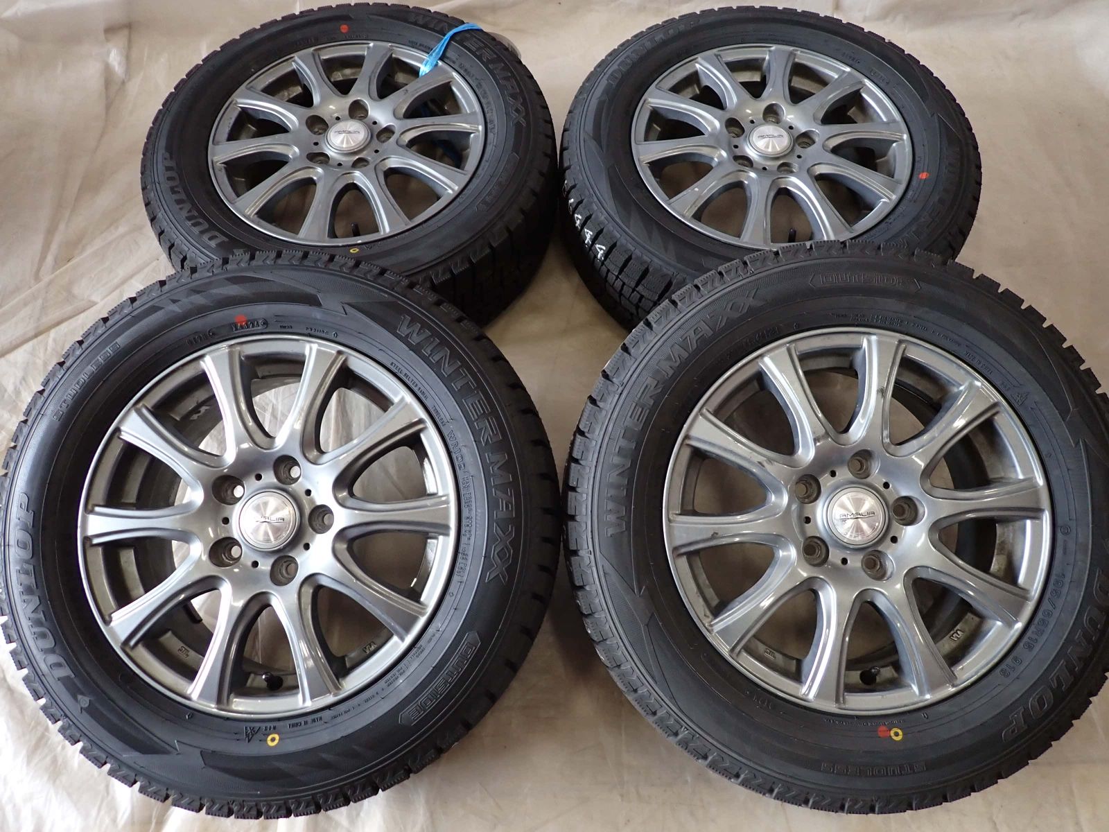 トップファッション販売。 冬 製 4本SET 会社宛 195 65R15×6J 91S ダンロップ WINTER MAXX WM02 アルミ ステップ アクセラ ヴォクシー NO D6444