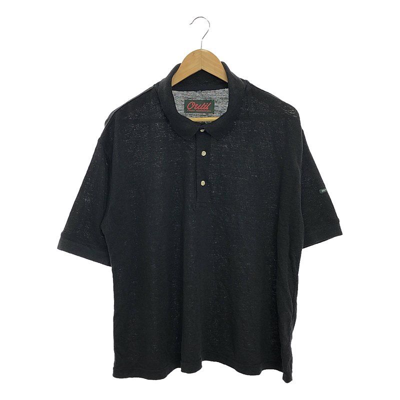 【美品】  OUTIL / ウティ | 2024SS | CHEMISIER WISSANT フランス製 リネン 半袖ポロシャツ | 2 | ブラック | メンズ