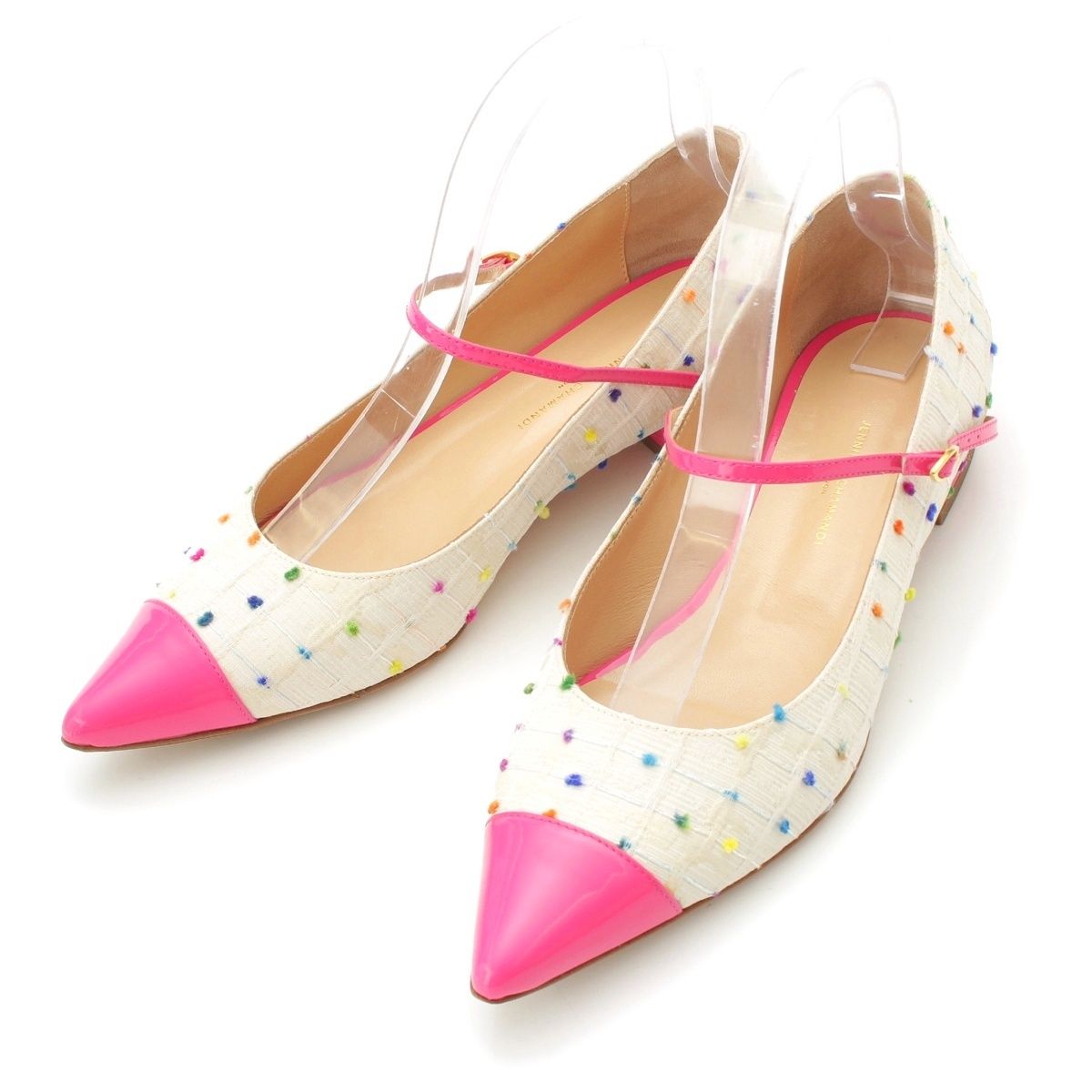 シャネル パテントトゥ マルチカラーフラットパンプス ミックスカラー　38 シャネル パテントトゥ マルチカラーフラットパンプス ミックス