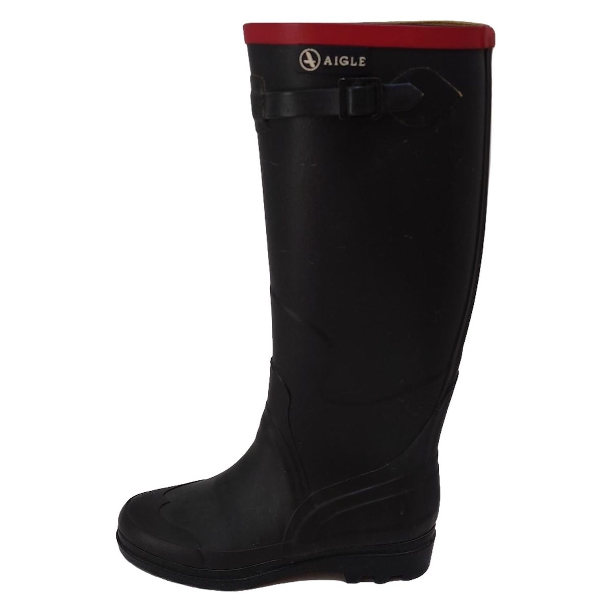 AIGLE エーグル レインブーツ 37 レディース - 黒×レッド