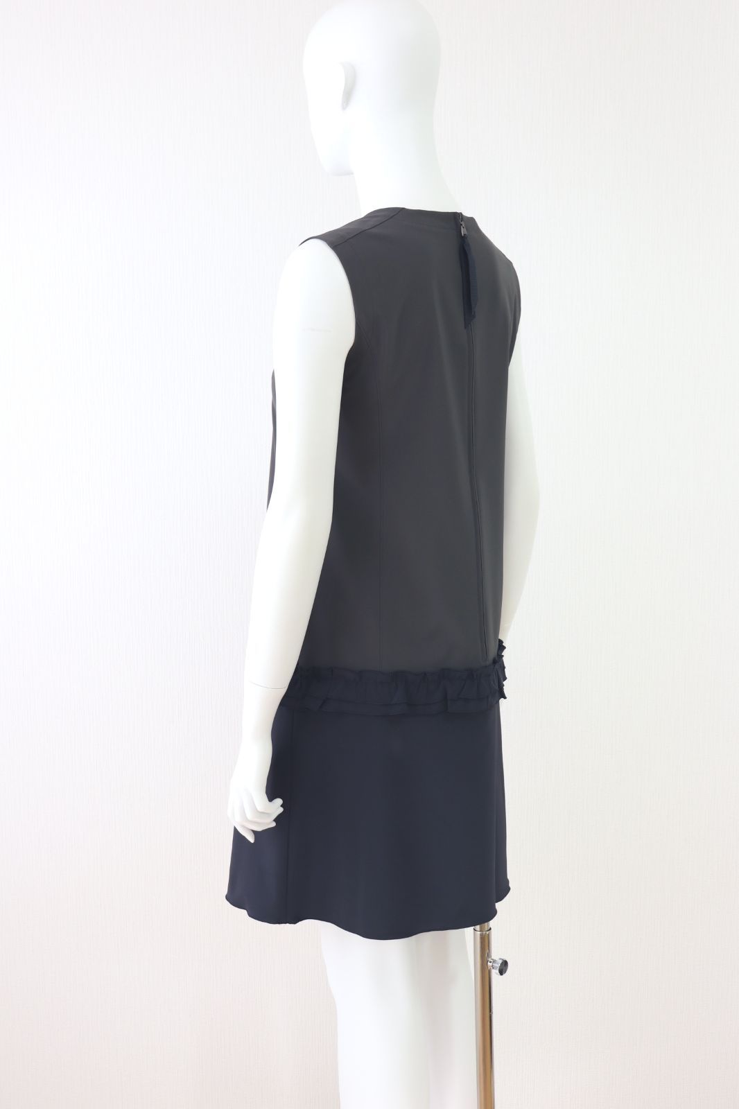 FOXEY フリルバイカラーワンピース 30129 グレー×紺 フォクシー - メルカリ