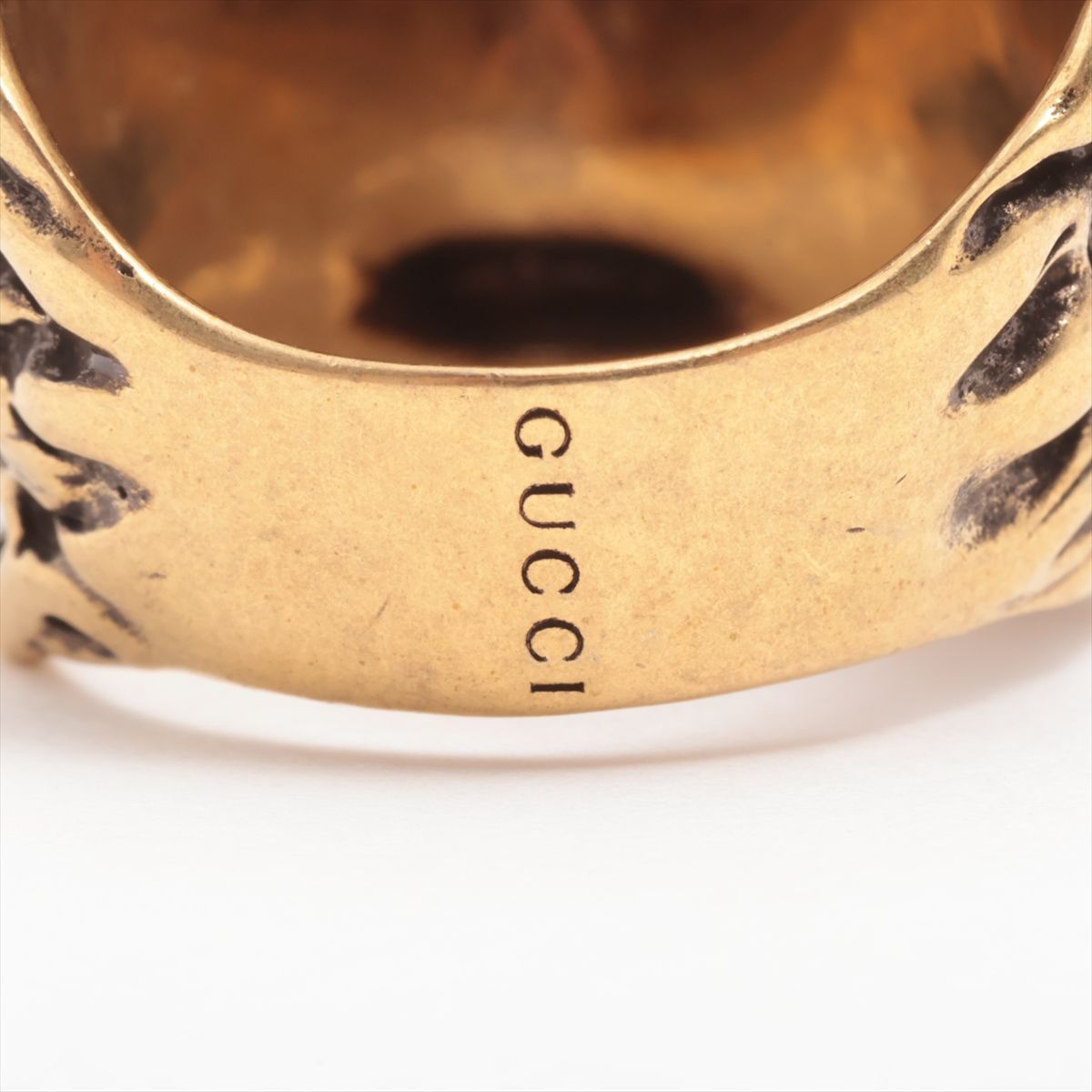 グッチ ライオンヘッド付き リング 19号 GUCCI グッチ クリスタル付き