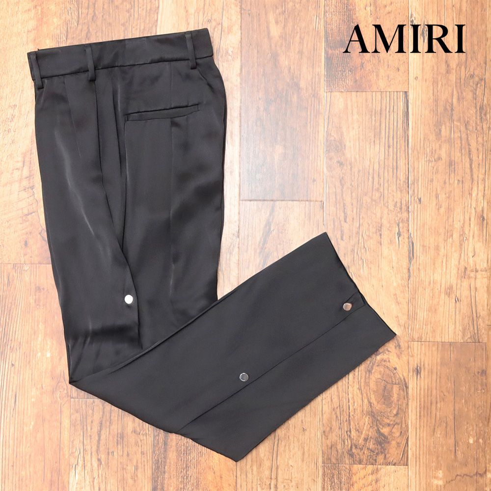 秋冬 AMIRI 48サイズ サイドスナップボタン パンツ AW23MAW015 サルエル ワイド 個性 モード イタリア製 アミリ 黒 ブラック md239