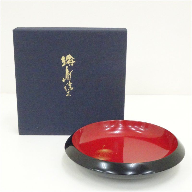 輪島塗　お盆　扇　塗　漆器　茶器　和菓子　茶道 sara_yohou_kuro_front_b.jpg