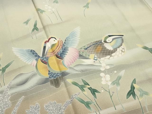 平和屋着物○十日町友禅 女流作家 遠田藤舟 色留袖 鴛鴦花文 暈し染め