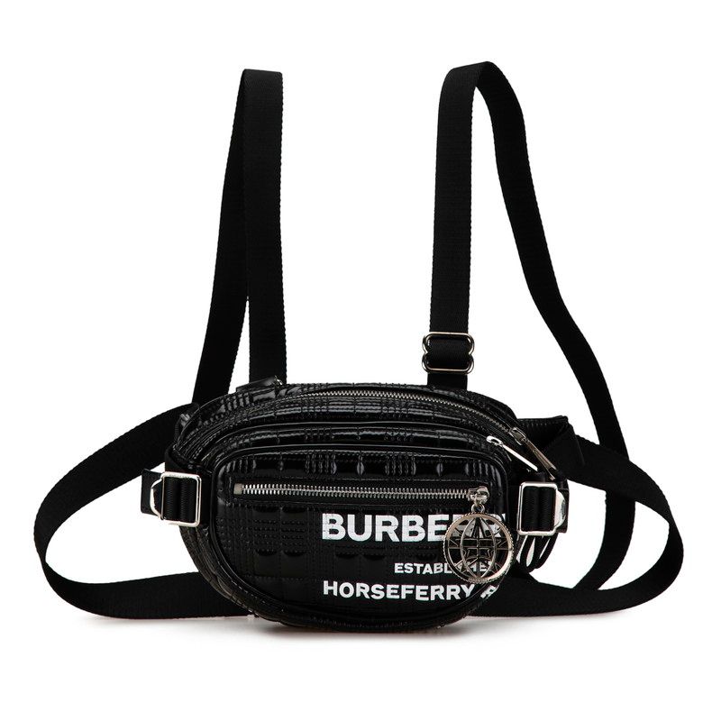 バーバリー ホースフェリー クロスボディバッグ ブラック コーティングキャンバス メンズ BURBERRY 1-0232182
