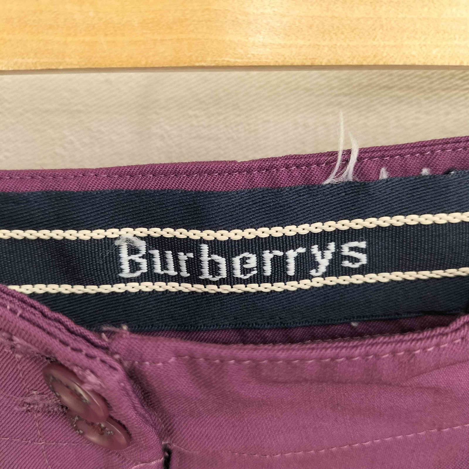 バーバリーズ BURBERRYS 90S 白タグ ウール ロゴ刺繍 ショート丈