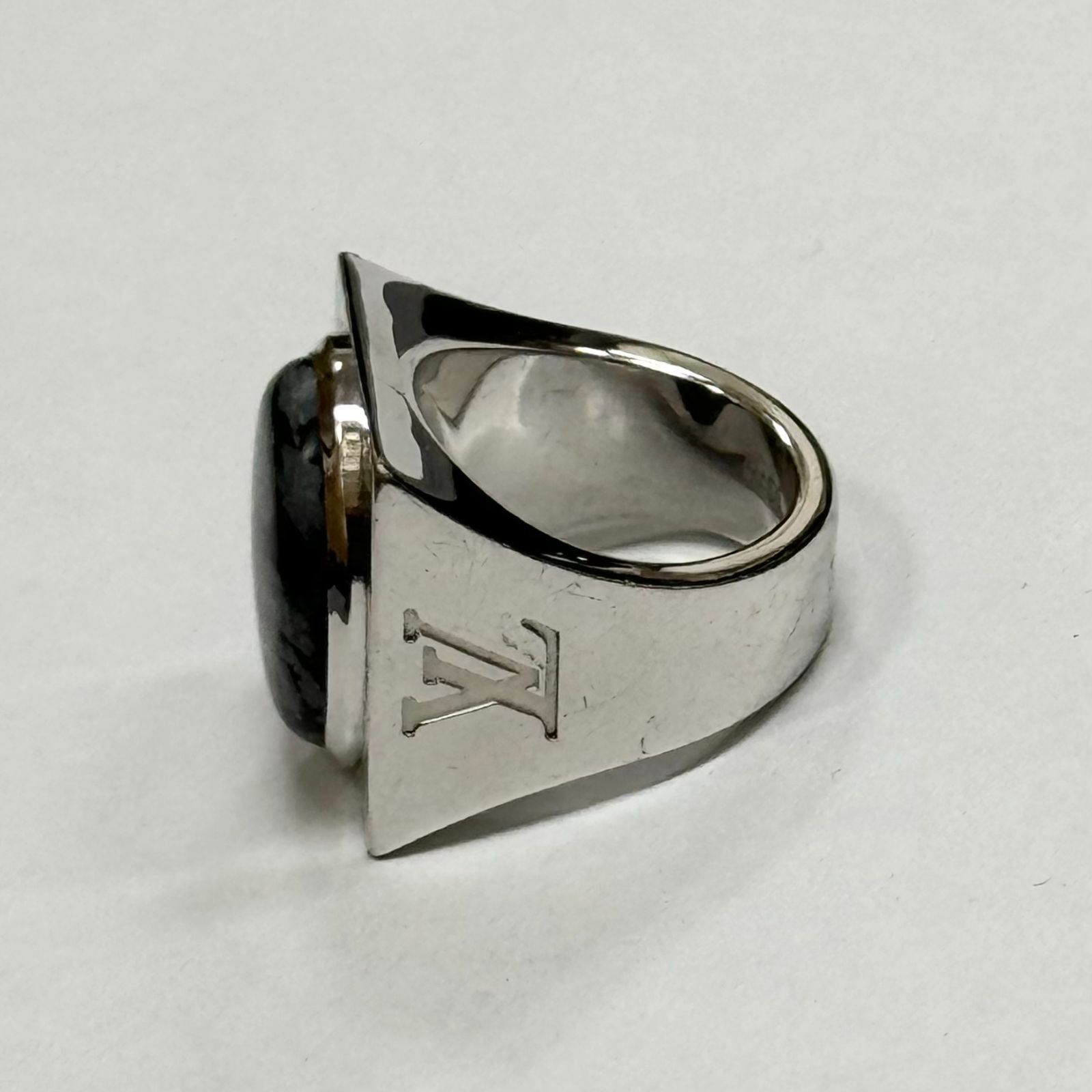 美品◇ルイヴィトン シルバー925 シェバリエール リング 指輪 黒曜石 美品◇ルイヴィトン シルバー925 シェバリエール リング 指輪