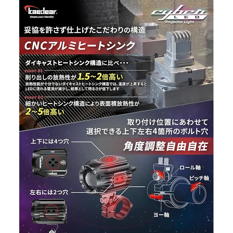 Kaedear(カエディア) バイク フォグランプ LED 後付け フォグ 補助