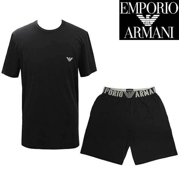 エンポリオ アルマーニ メンズ 半袖Tシャツ ハーフパンツ 上下セット ルームウェア ラウンジウェア アンダーウェア EM000400 AF10772 UC001