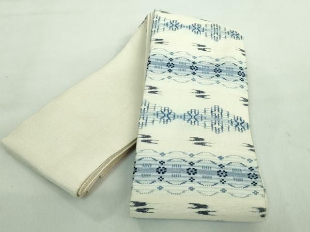 平和屋着物 男性 本場琉球 読谷山花織 紬地 角帯 たとう紙付き DZAA8278kh5