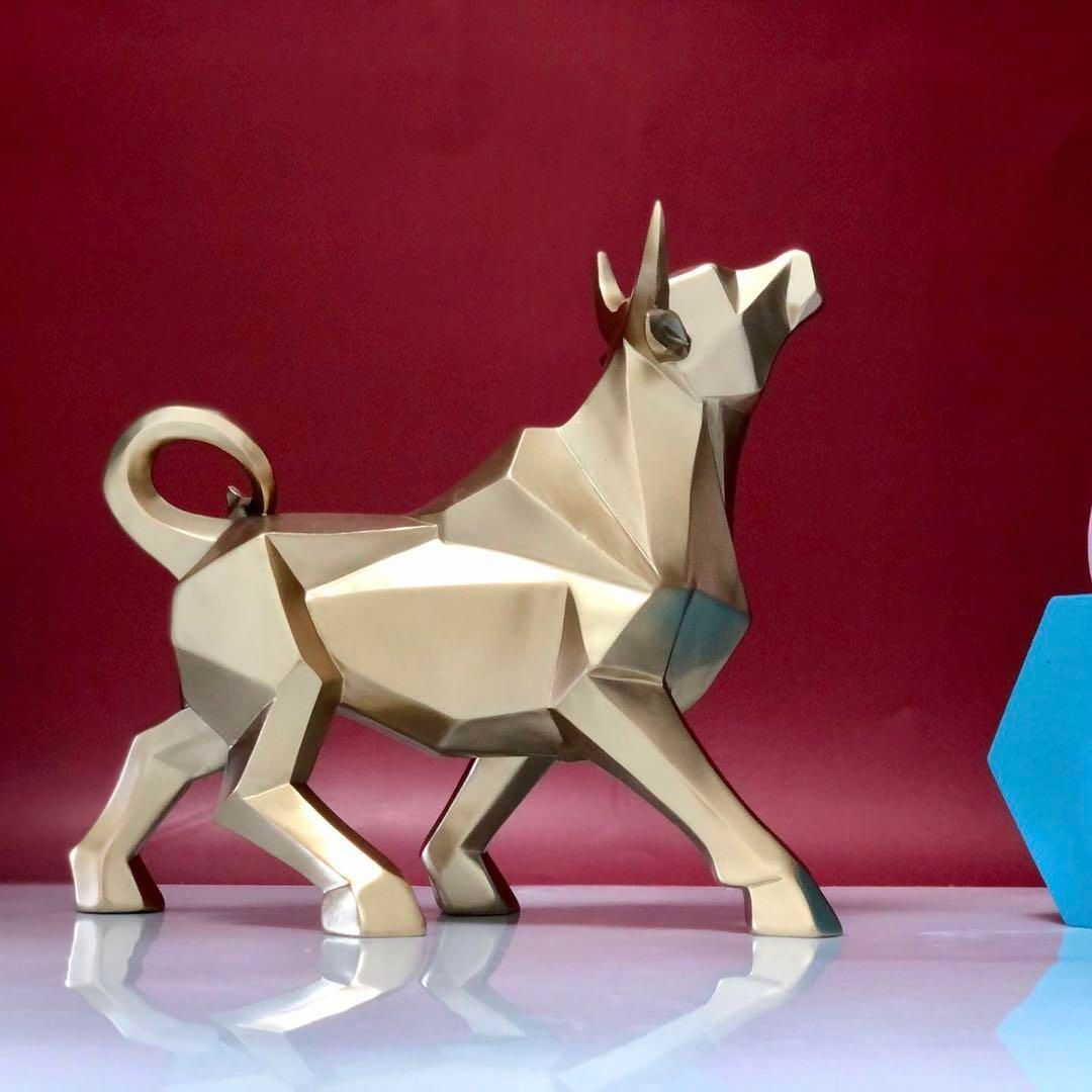 目立高級感 ゴールドブル 闘牛 牛 置物 オブジェ インテリア　メタル金