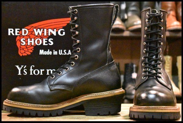 7D Y s別注 PT99刺繍EH 02年 レッドウィング 2218 ロガー 黒 ブラッククローム 編み上げ ロング ブーツ redwing HOPESMORE FJ188
