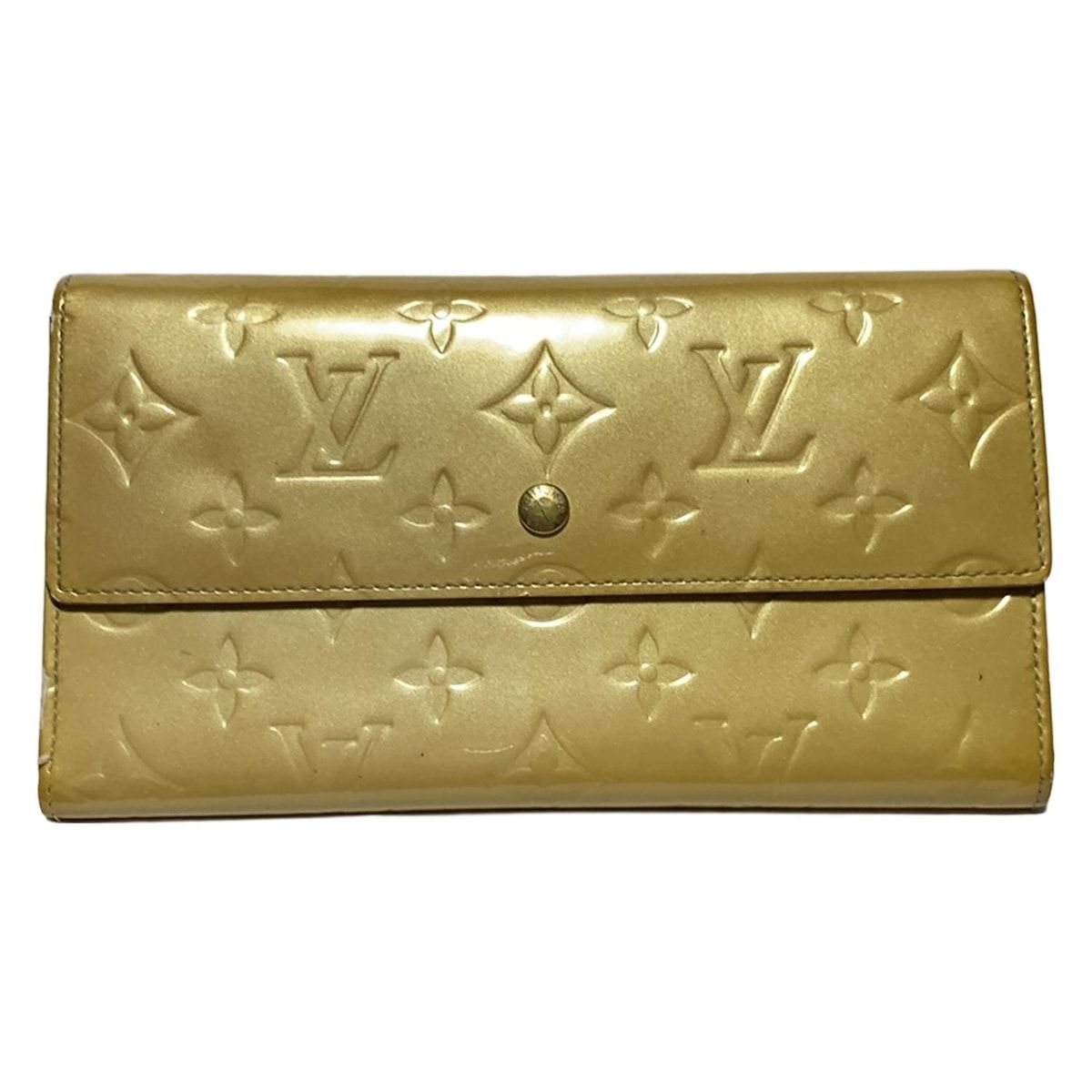 LOUIS VUITTON ルイヴィトン 長財布 モノグラムヴェルニ ポルトトレゾールインターナショナル M91163 ソフトベージュ レザー