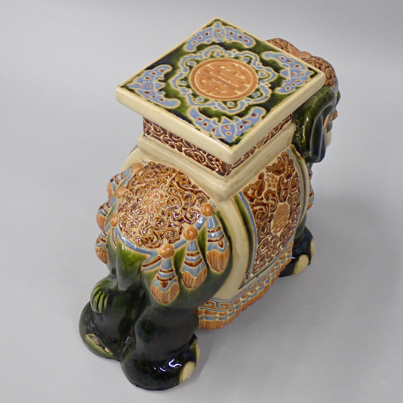 象 陶器 置物 台 花台 フラワースタンド 約W46×D23×H42cm 約7.1