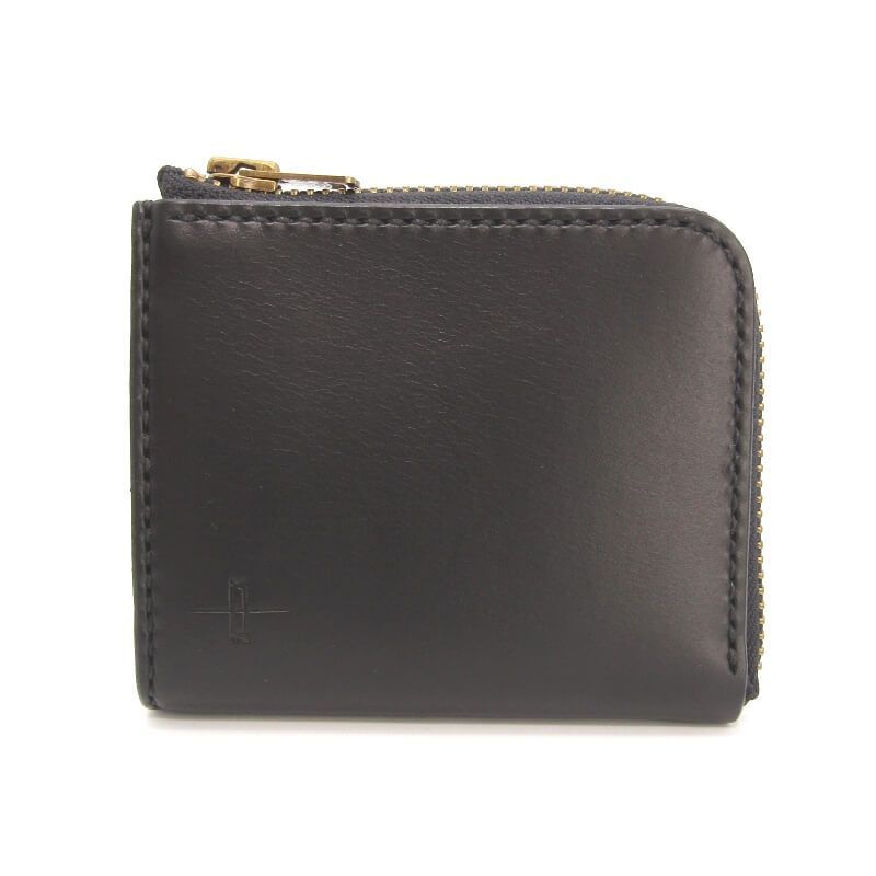 HNMS エイチエヌエムエス ミニ財布 L ZIP WALLET 牛革L字ファスナー財布 スムース ブラック 黒 28011117