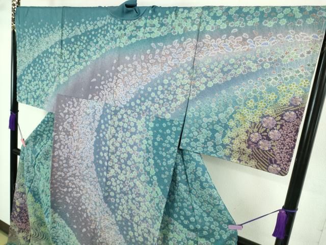 平和屋本店□極上 十日町 名門 滝泰謹製 訪問着 花唐草文 暈