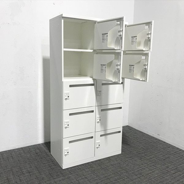 10人用パーソナルロッカー レクトライン 高密度モバイルロッカー 鍵付き ダイヤル式 オカムラ ネオホワイト