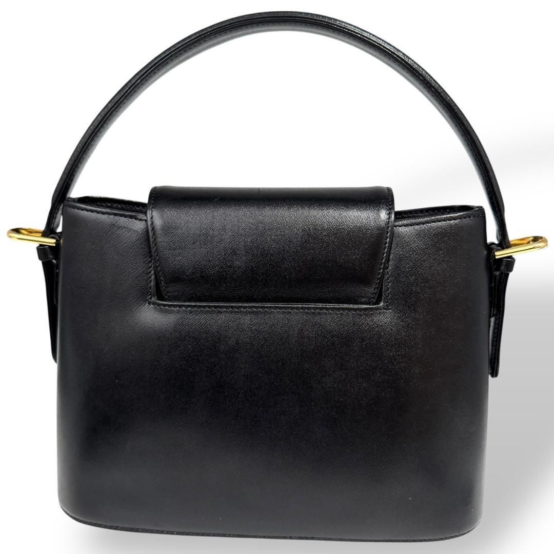 美品✨GIVENCHY バニティバッグ ゴールド金具 レザー ブラック GIVENCHY GOLD BUTTON DESIGN LEATHER BANITY BAG/オールドジバンシィ