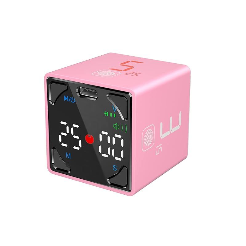 TickTime Cube-転がして カウントダウンがスタート ポモドーロ タイマー 両面LEDパネル タップ操作 キッチンタイマー 3段音量調整|静音モード|振動モード 一時停止 マグネット付き キッチン|勉強|テスト|教室|会議|料理|お菓子作り| 1