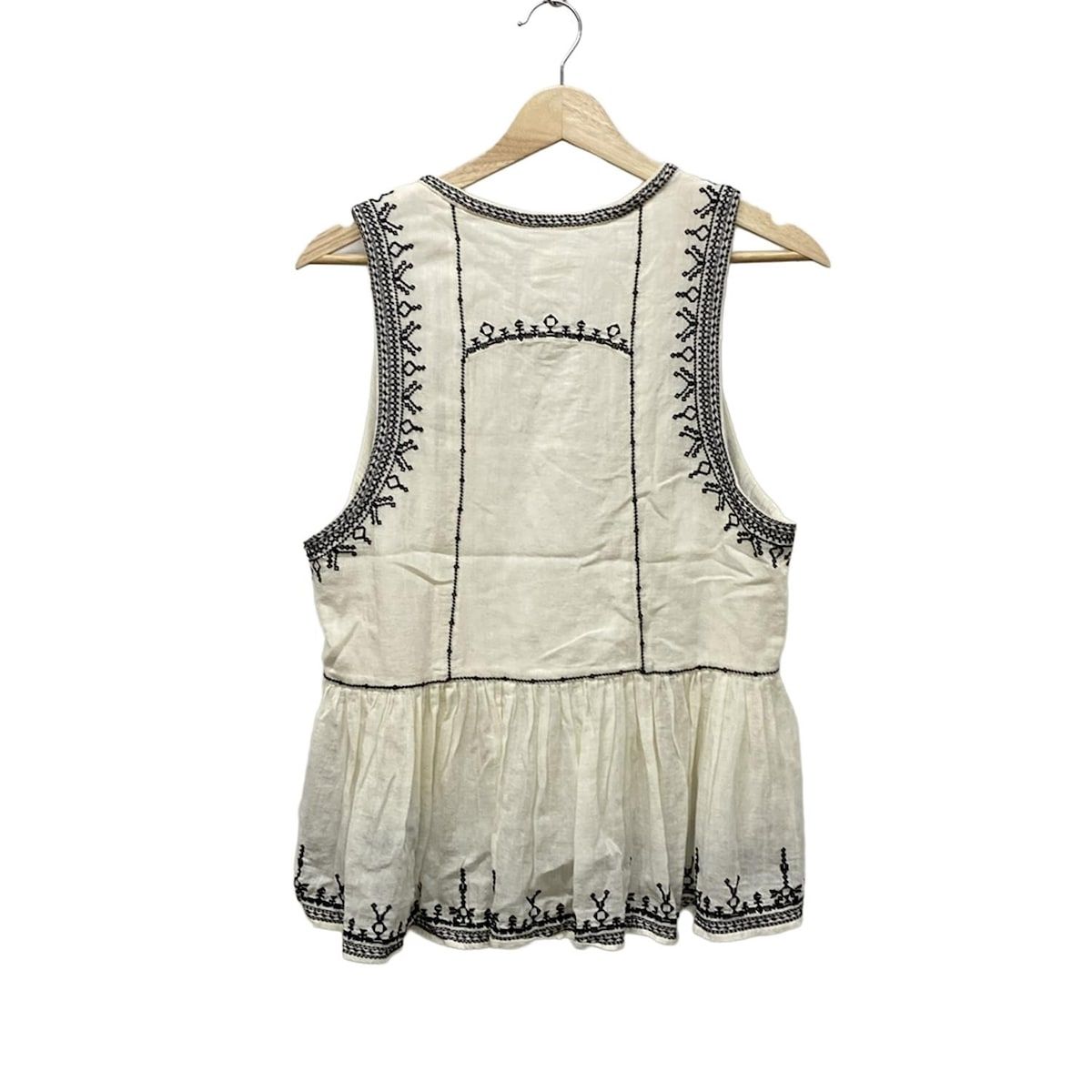 ISABEL MARANT ETOILE イザベルマランエトワール ノースリーブカットソー サイズ40 M レディース - アイボリー×黒 クルーネック 刺繍