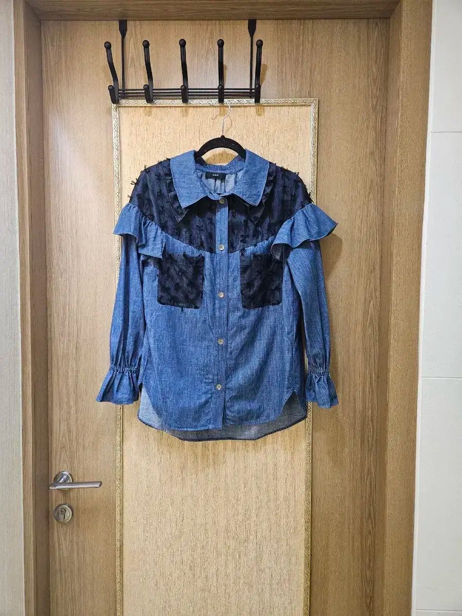 ハンサム オーズセカンド レース デニム シャツ ブラウス