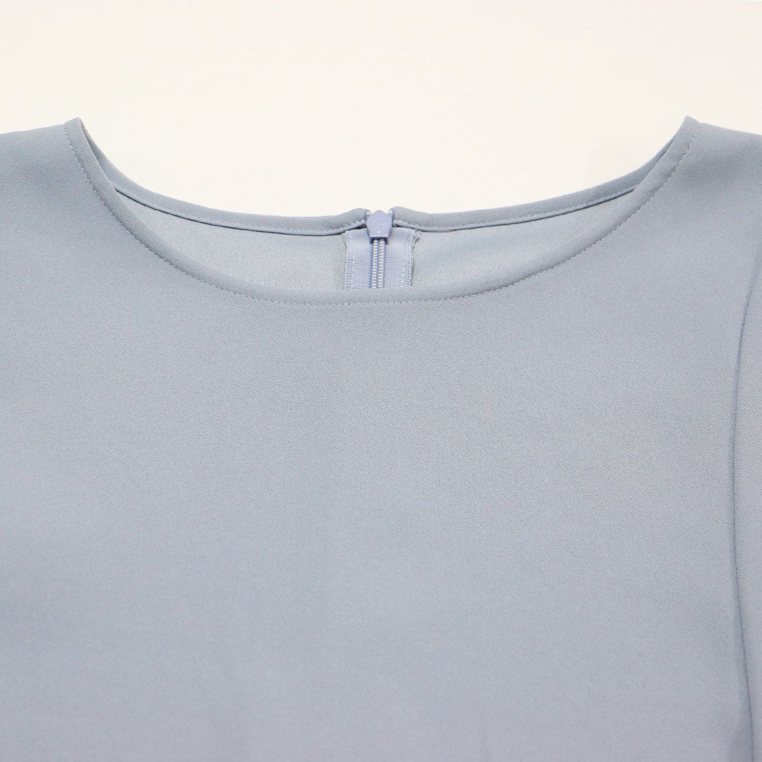 Paul Stuart - 【美品】Paul Stuart ポール スチュアート ブラウス ライトブルー サイズ:6(M) / 24春夏 バックサテン ジョーゼット ブラウス / クルーネック 5分袖 フレアスリーブ ドレープ / トップス シャツ カットソー【レディース】【中古】 美品】Paul Stuart ポール スチュアート ブラウス ライトブルー