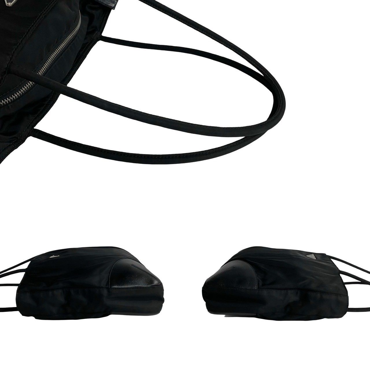 極 美品 希少品 PRADA プラダ 三角ロゴ 金具 ナイロン レザー 本