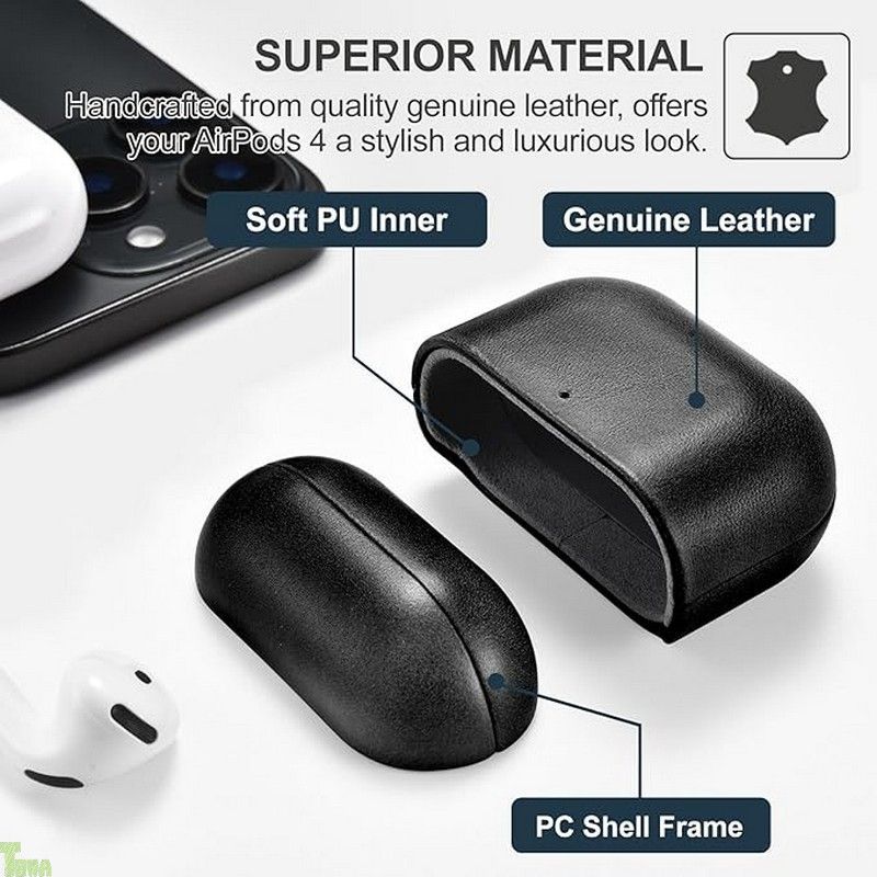 AirPods4 AppleCare 27.1.9まで　革ケース有　数回使用 Amazon | AirPods 4 用 ケース 本革(2024年9月発売専用)落下防止