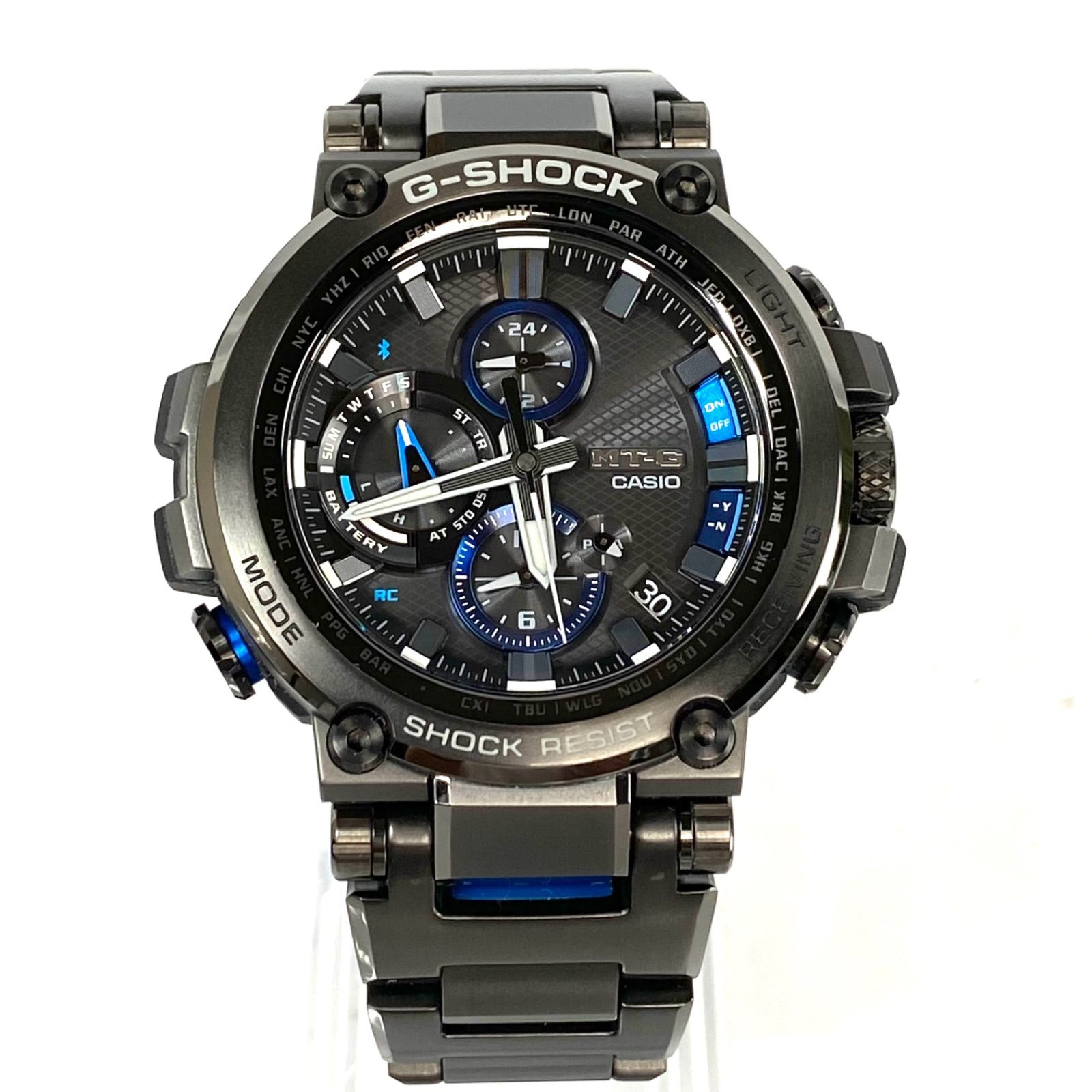 美品】カシオ G-SHOCK ジーショック MT-G 電波ソーラー 黒 ブルー 