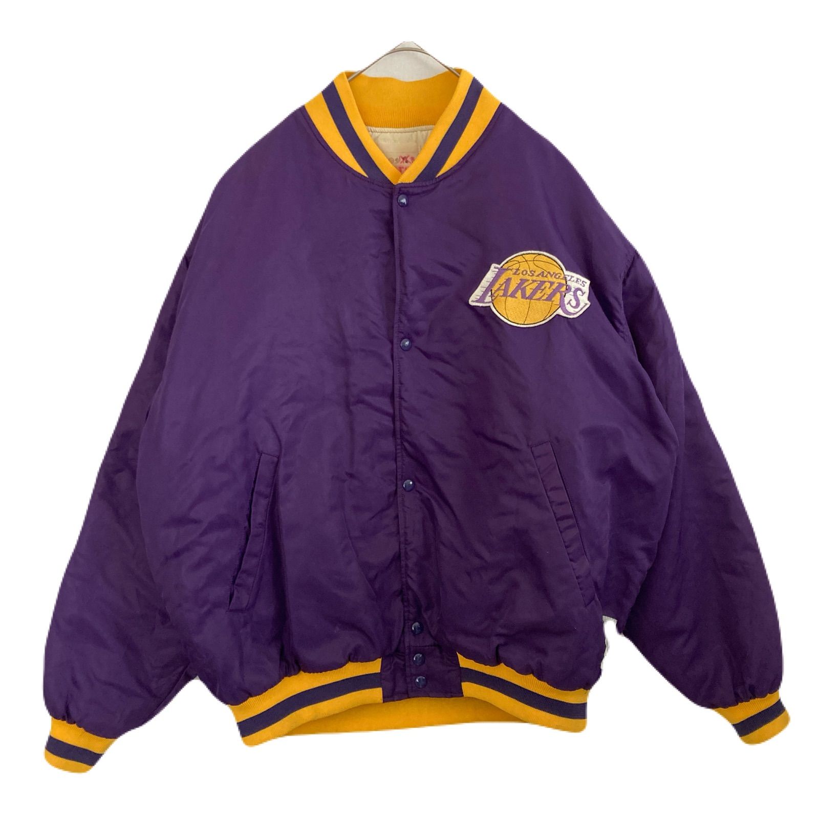 海外規格L】古着 SPALDING スタジャン NBA Los Angeles Lakers 刺繡 