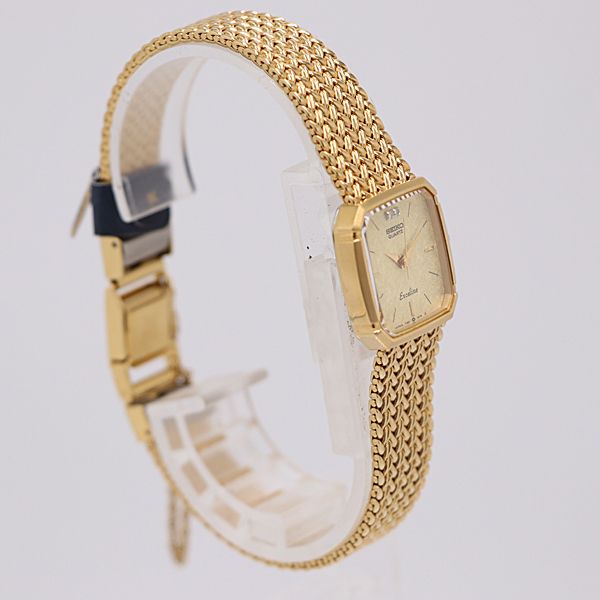 級 保付 稼働 セイコー エクセリーヌ QZ ゴールド文字盤 7321-5910 レディース腕時計 5643000 9BGT KMR 16672 ABC