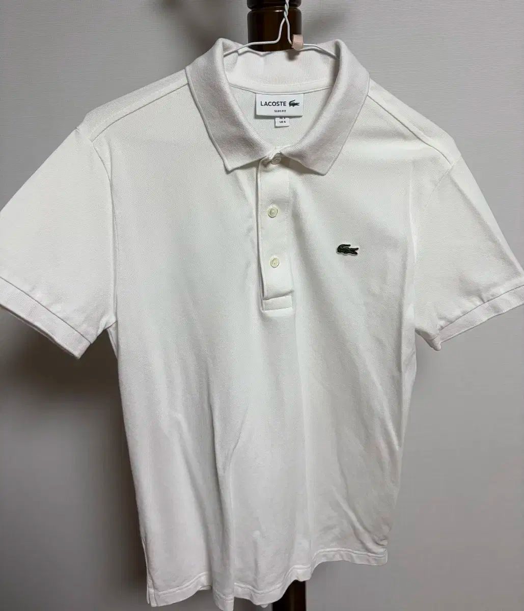 ラコステ スリムフィット 白 半袖 ポロTシャツ S