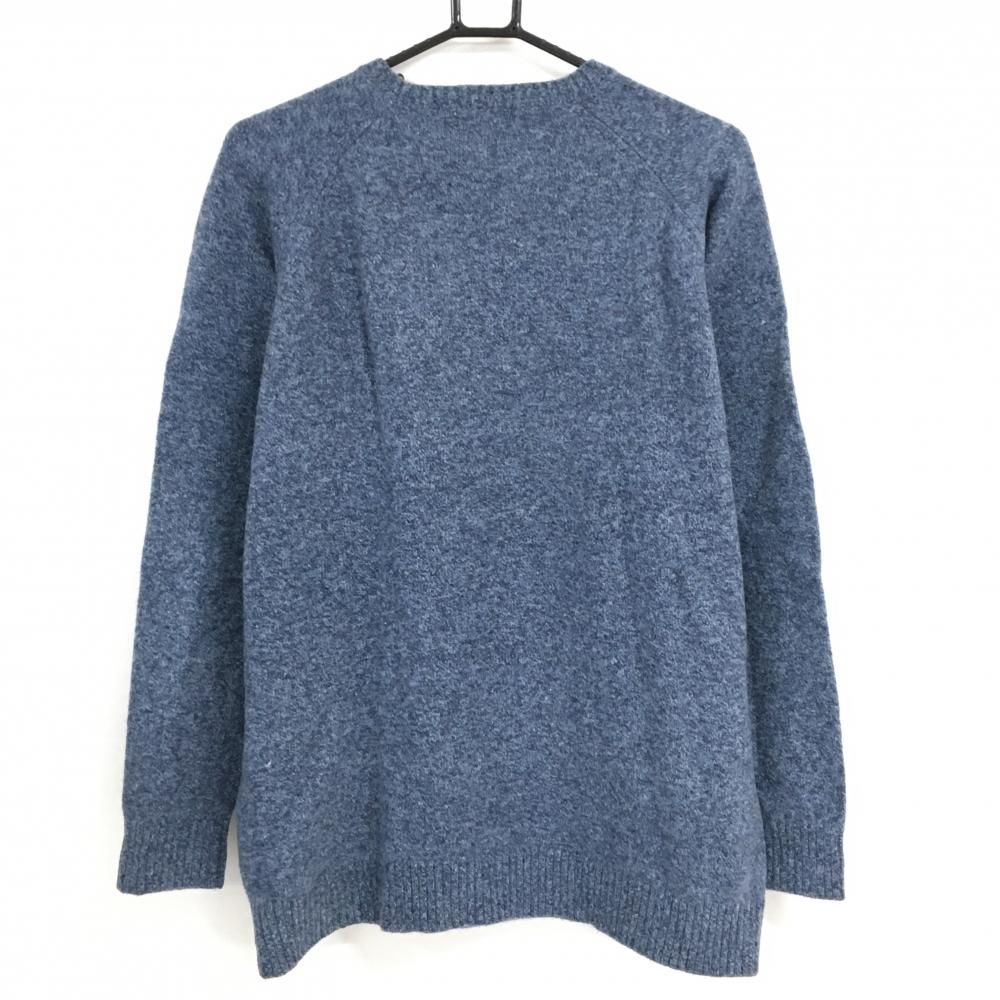 超美品】ラフアンドスウェル セーター 杢ネイビー フロントロゴ ウール  