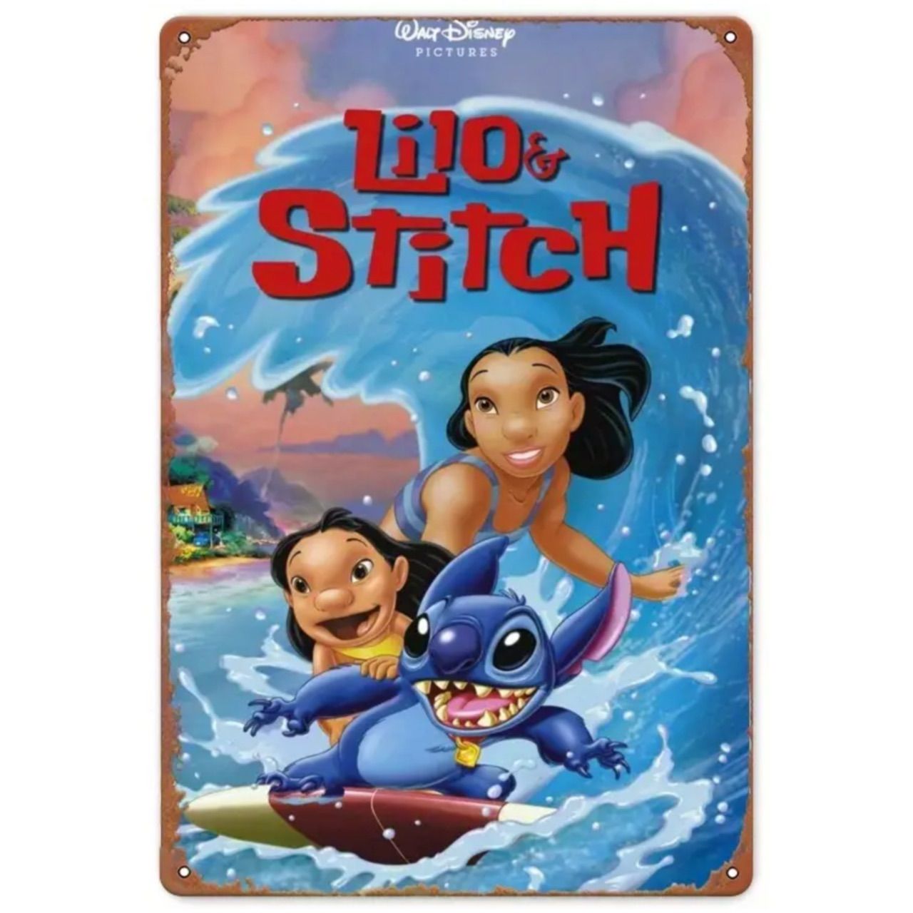 857】新品 レトロ ブリキ看板 ☆ Lilo & Stitch ☆ リロ＆スティッチ