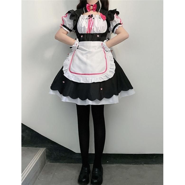 コスプレ衣装 メイド服 レディース 5点セット ワンピース フロントカットアウト 半袖 ハロウィン衣装 ウェイトレス ハロウィーン ゴスロリ WWW_SKLAD-KIRPICHA_RU
