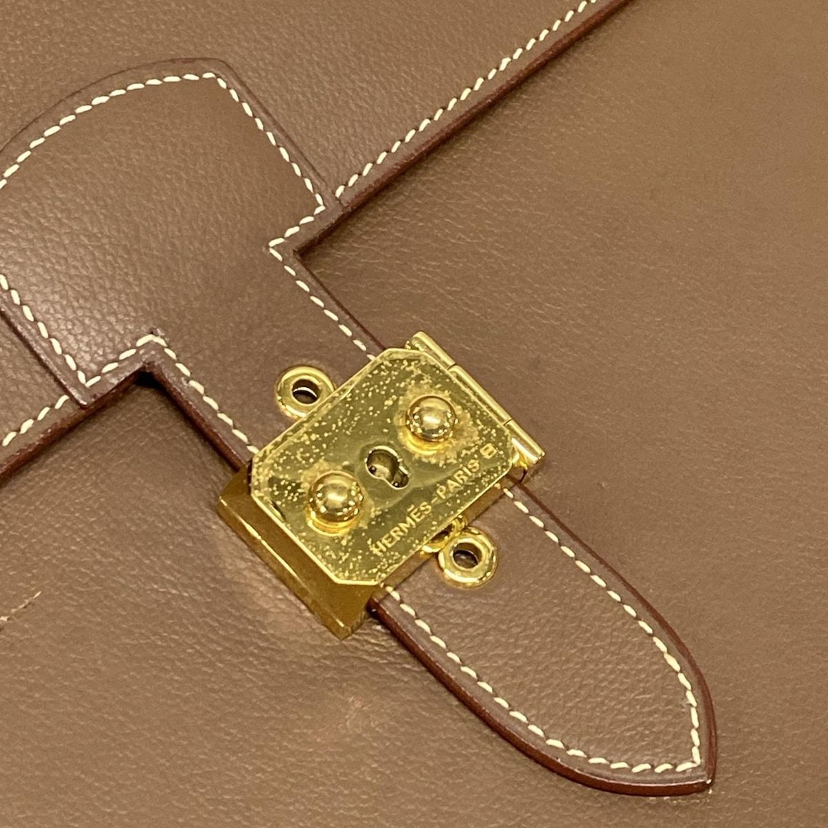 HERMES エルメス ビジネスバッグ サックアデペッシュ41 ダークブラウン ゴールド金具 レザー DECORATOM_COM_BR