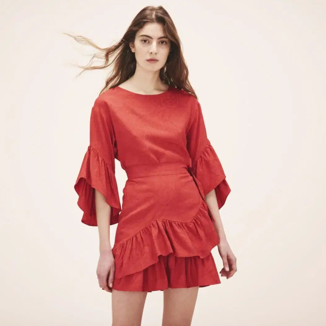 マージュ maje タイアード ラップ フリルワンピース 44-55