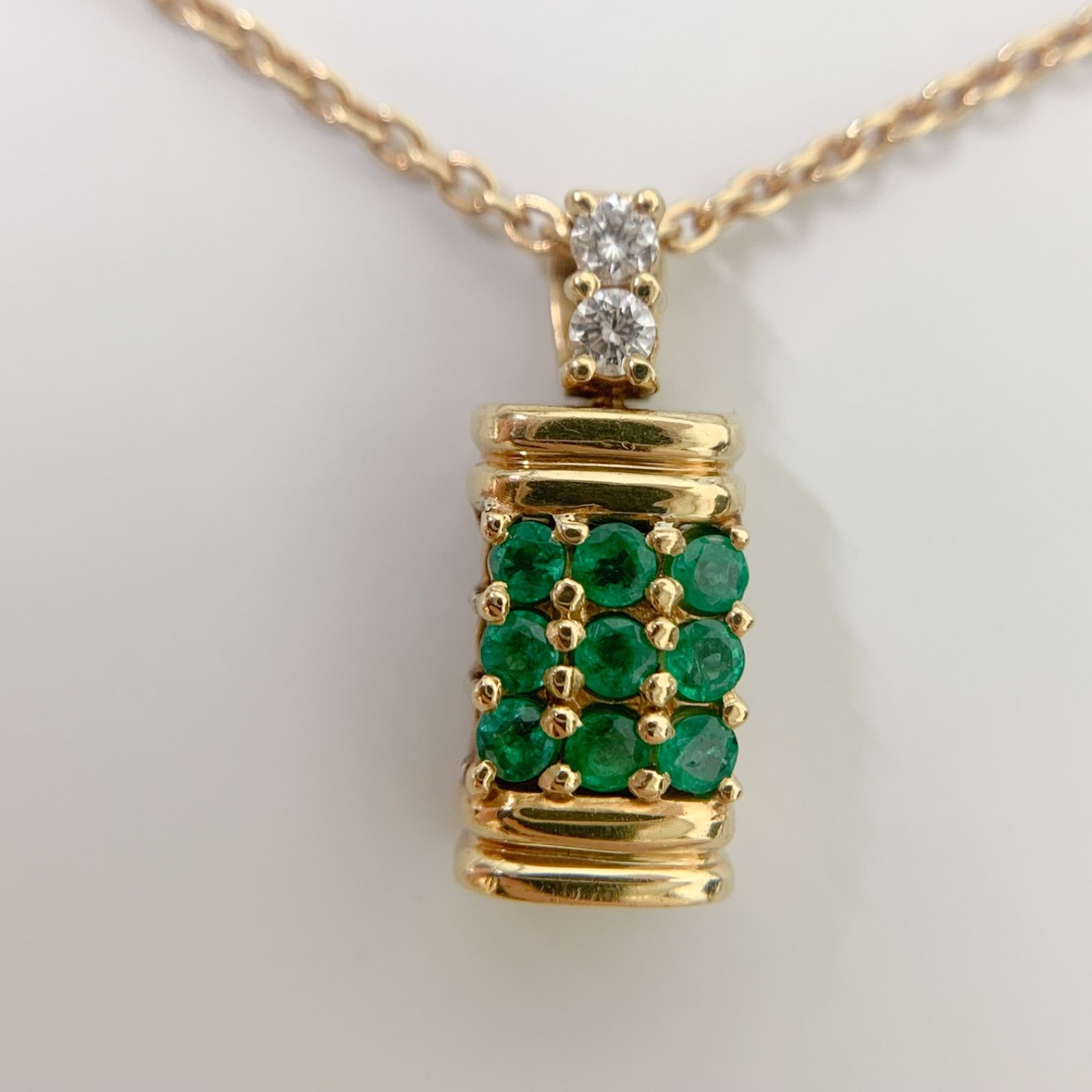QUEEN クイーン K18 750エメラルド 0.47ct ダイヤモンド 0.48ct ネックレス