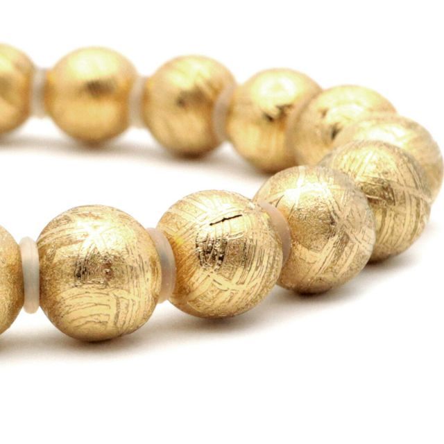  ギベオン 鉄隕石 メテオライト ブレスレット 7 5 mm ナミビア産 ゴールド 天然石 パワーストーン 宇宙からの贈り物 贈り物 ギフト その他 ラッピング 包装