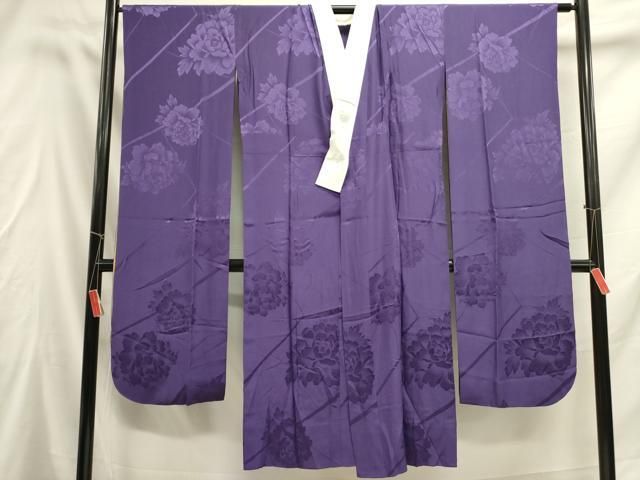 平和屋着物●振袖用長襦袢 無双仕立て 牡丹地紋 滅紫色 正絹 DAAY2046op
