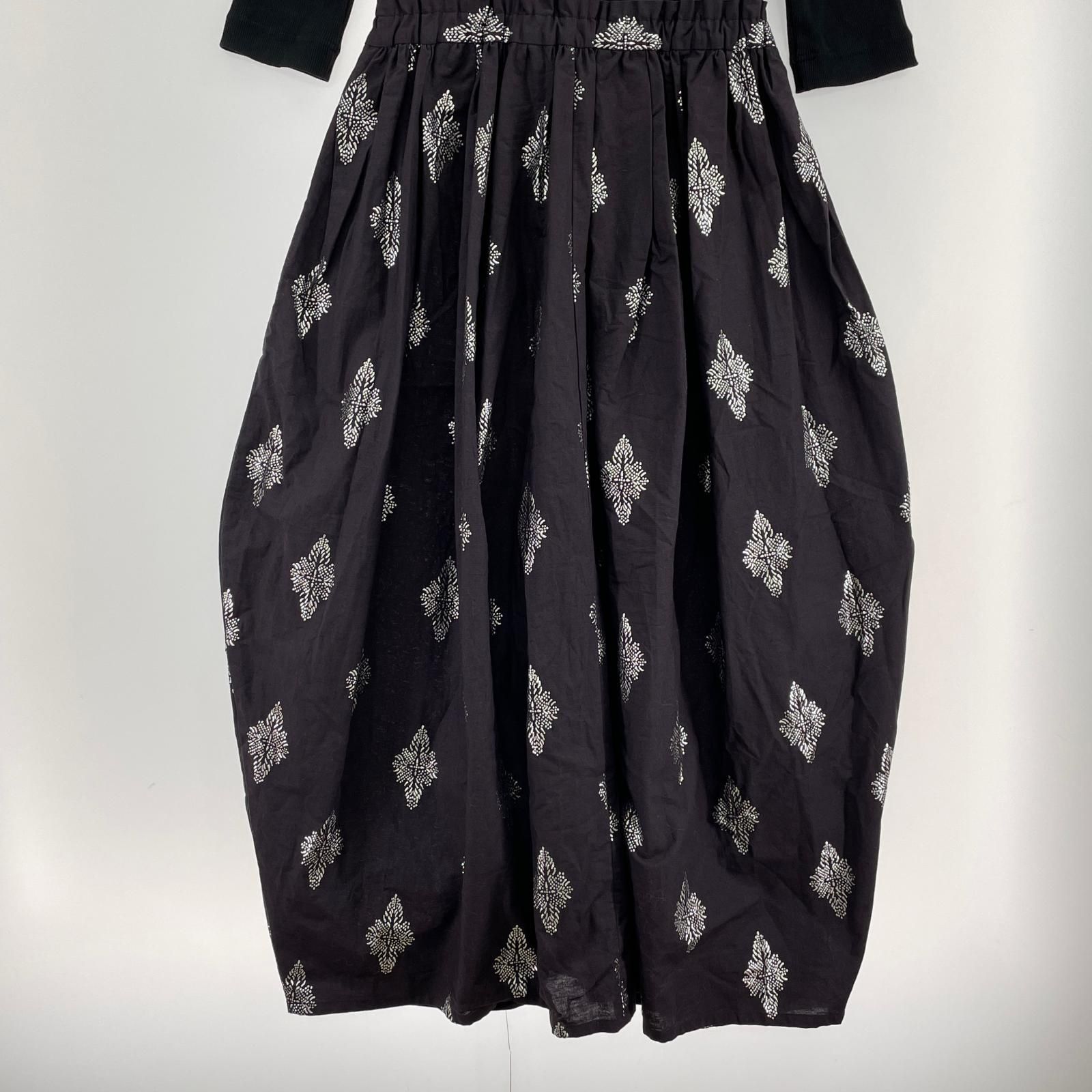 ワンピース COTTON LINEN FOIL PRINT RIB COMBI DRESS NE QUITTEZ PAS Cotton Linen Foil Print Rib Combi Dress M 010