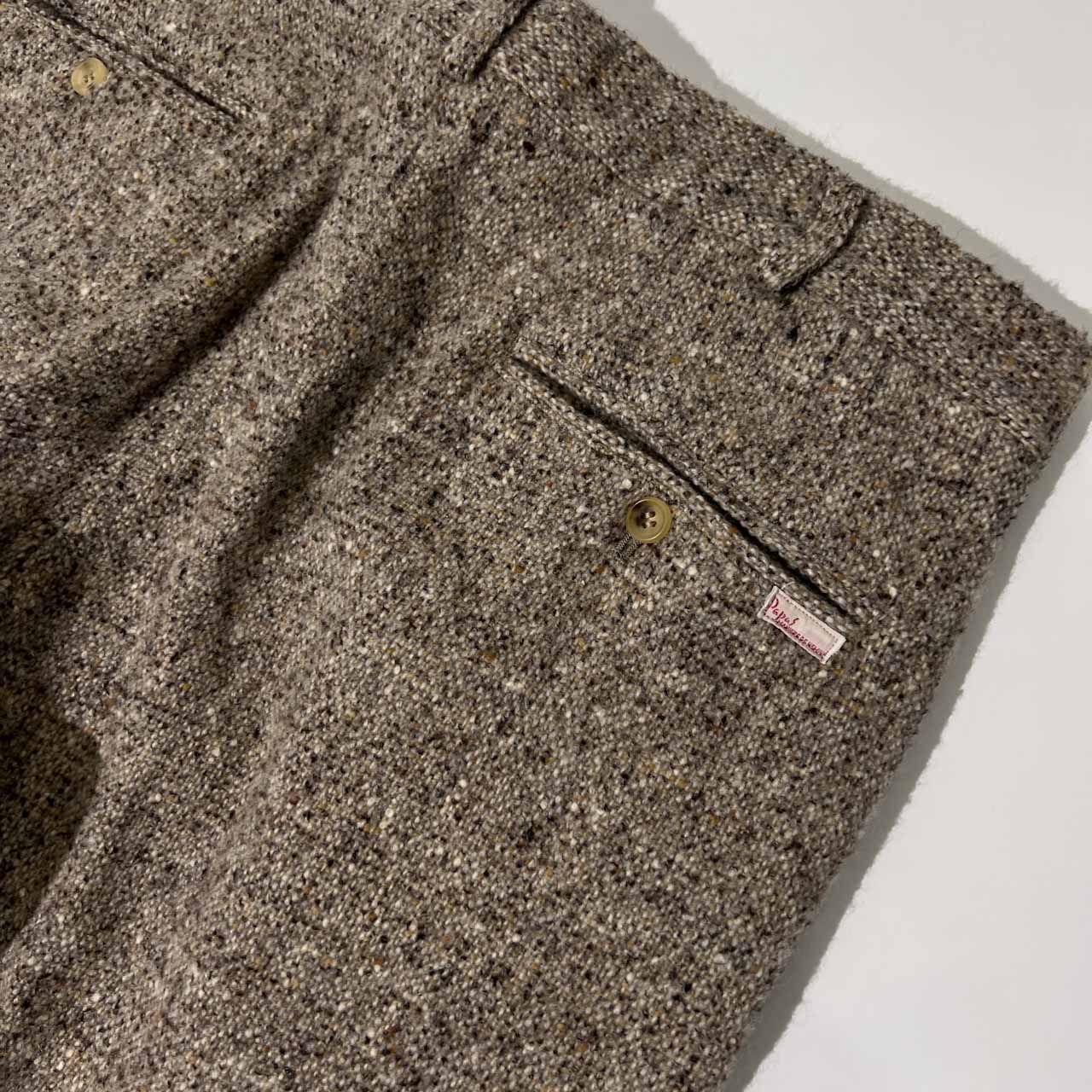 PAPAS パパス ツイード ネップ ツータック スラックスパンツ L/グレー