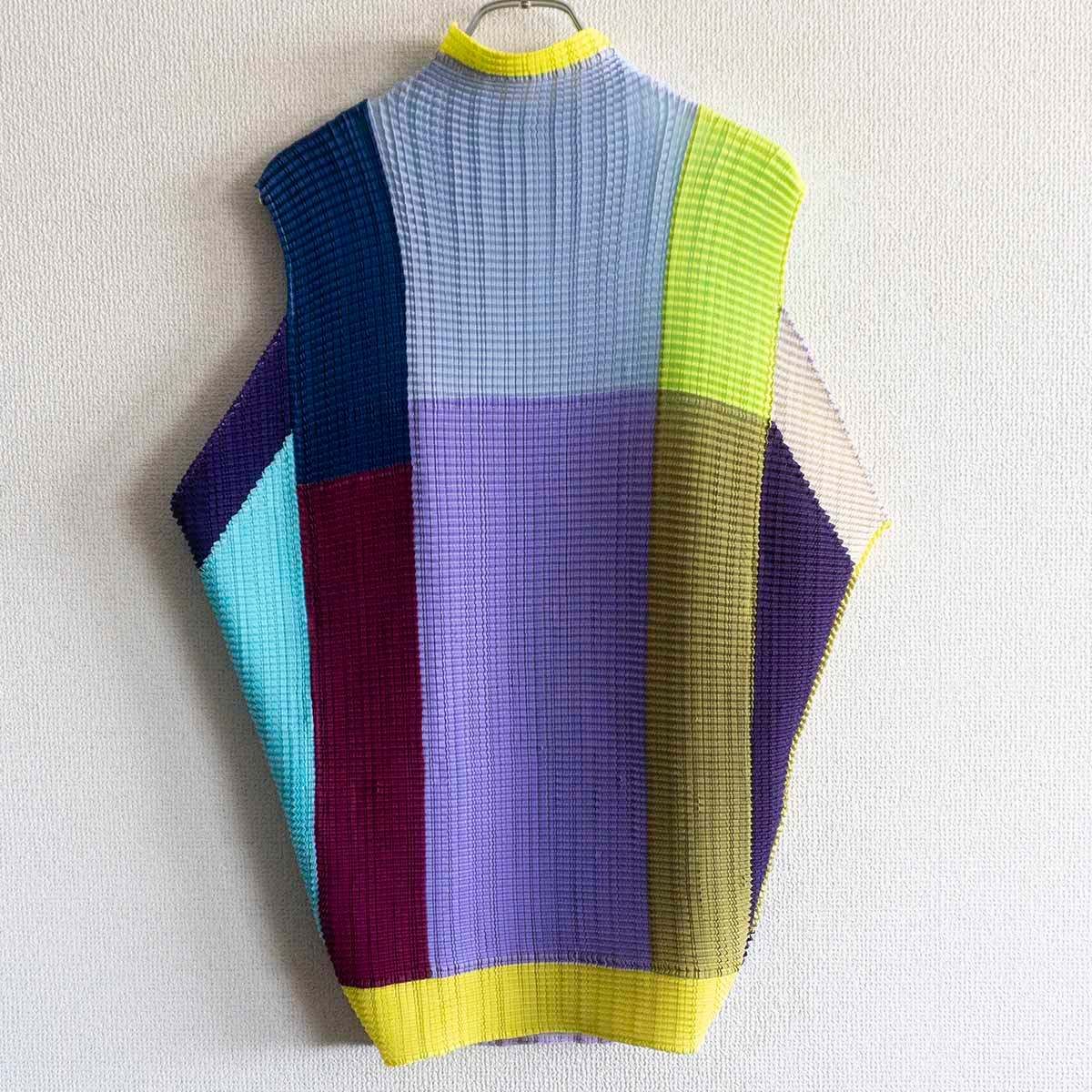 PLEATS PLEASE カラフル ノースリーブ プリーツ トップス プリーツプリーズ ISSEY MIYAKE イッセイミヤケ 25040685