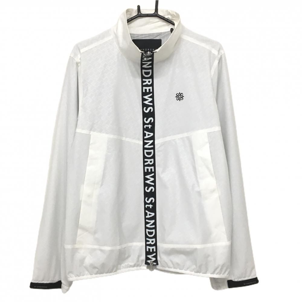 セントアンドリュース ジャケットブルゾン 白×黒 地模様 蓄熱裏地 メンズ LL ゴルフウェア St ANDREWS