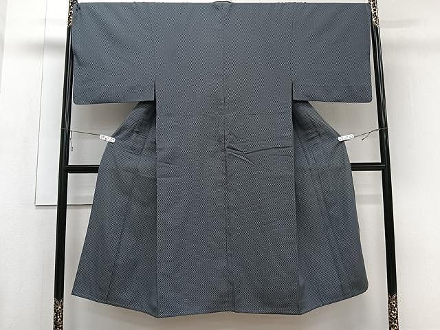 平和屋着物▽男性 銀座もとじ 風通お召 単衣 菱文 正絹 逸品  